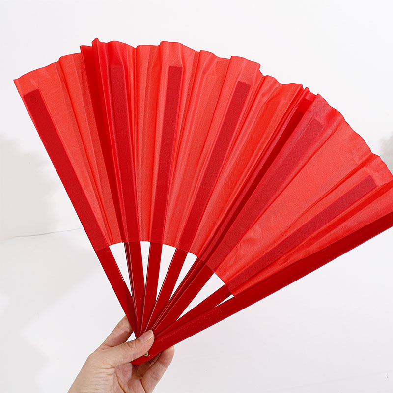 8 inch red plastic fan bone children's square martial arts performance fan fitness Taiji fan kung fu fan dance fan