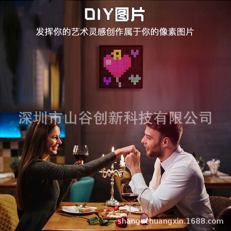 LED pixel display Bluetooth Pixel lamp table build pixel photo frame DIY mosaic pixel wind wall hanging pixel screen