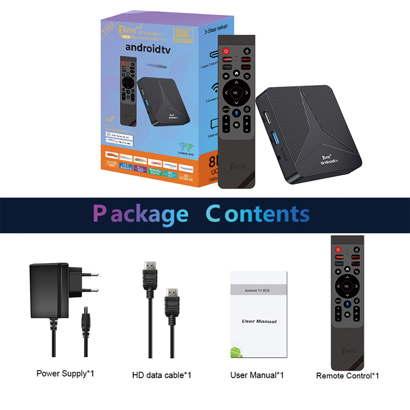 Foreign trade TV98 ATV RK3518 set-top box 4K HD Bluetooth 5GWIFI TV box TV box