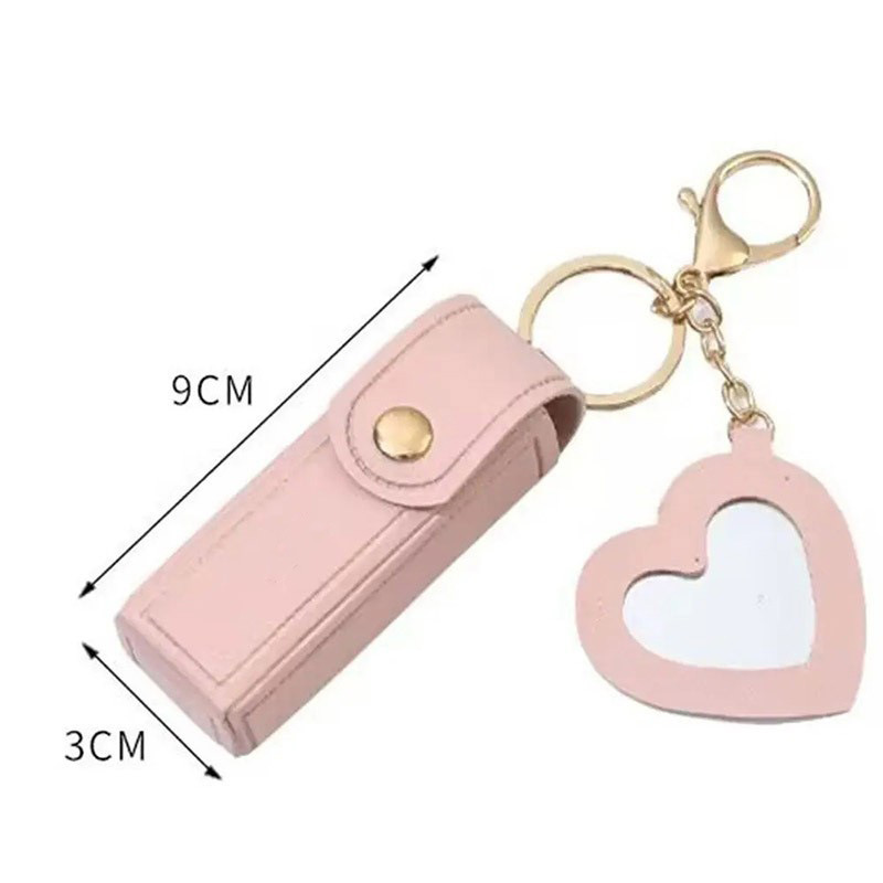 Keychain Lipstick Bag Outdoor Mini Pu Leather Lip Gloss Bag Multifunctional Portable Makeup Lipstick Holder for Girls