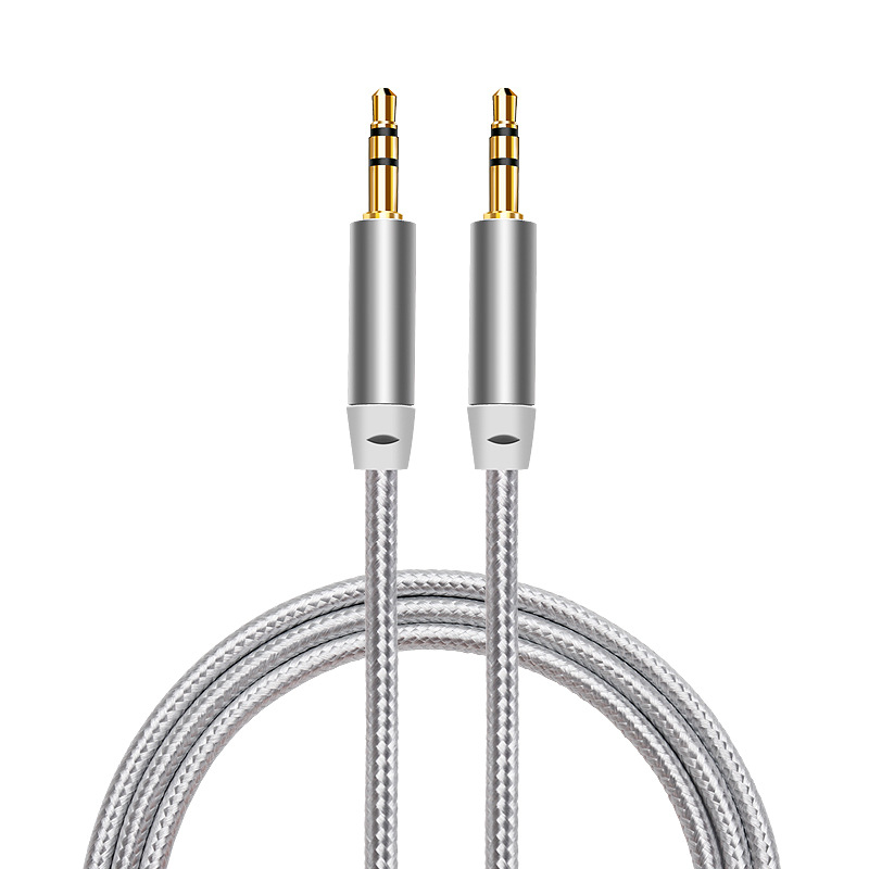 Aux Braided Audio Cable Car-Mounted 3.5mm Male-To-Male Audio Cable Mobile Phone Speaker Headphone Audio Cable Factory Direct Sales