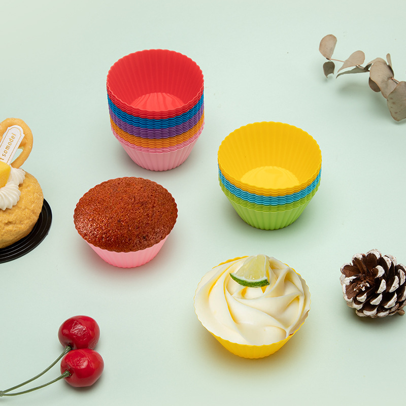 Прямой заводской круглый силиконовый формочка для маффинов, яиц, рисовых пирожков, форма для выпечки, пищевая степень