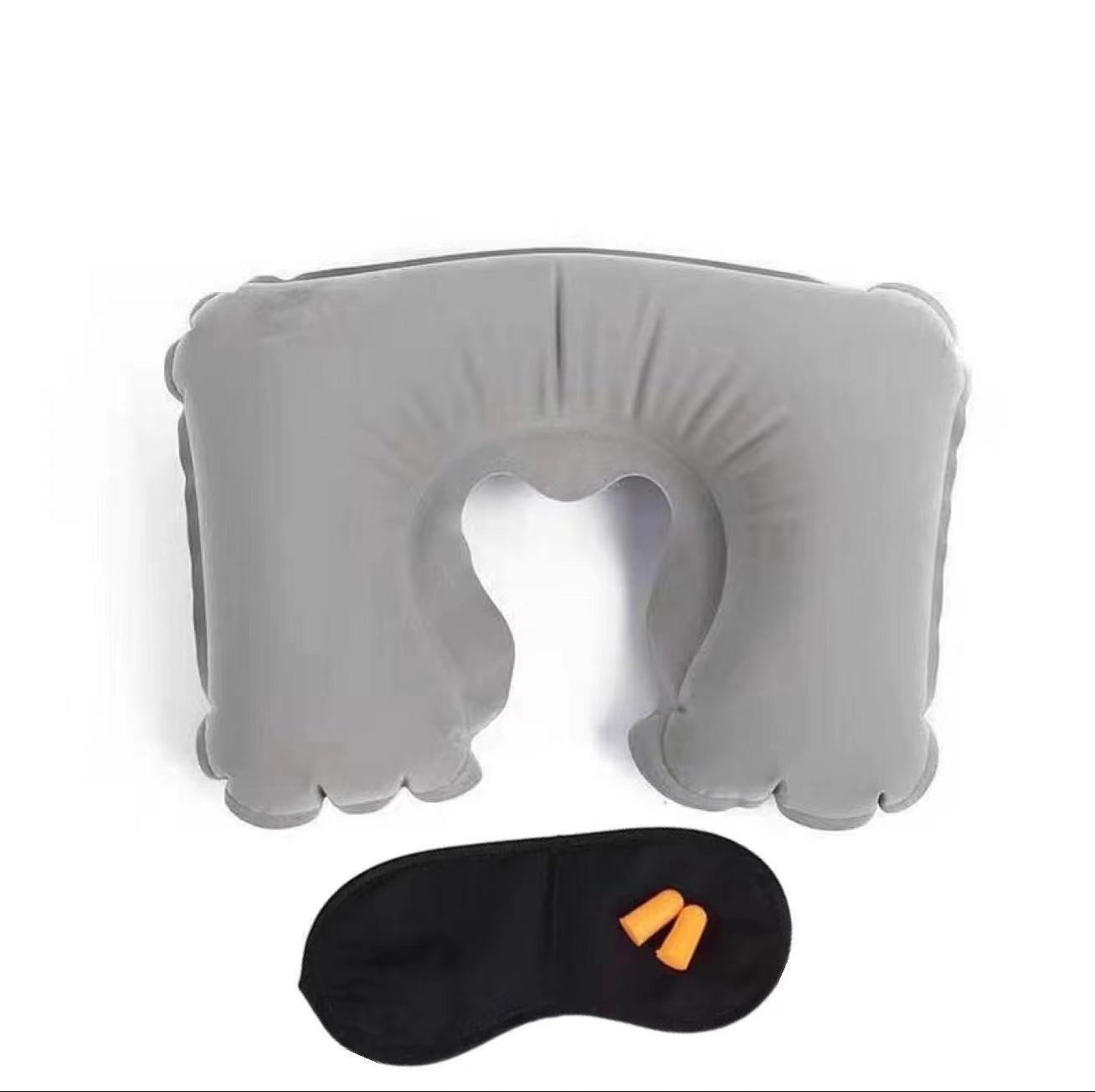Pvc Flocking U-Shaped Pillow Inflatable Travel Pillow Nap Neck Pillow Advertising Promotion Gifts