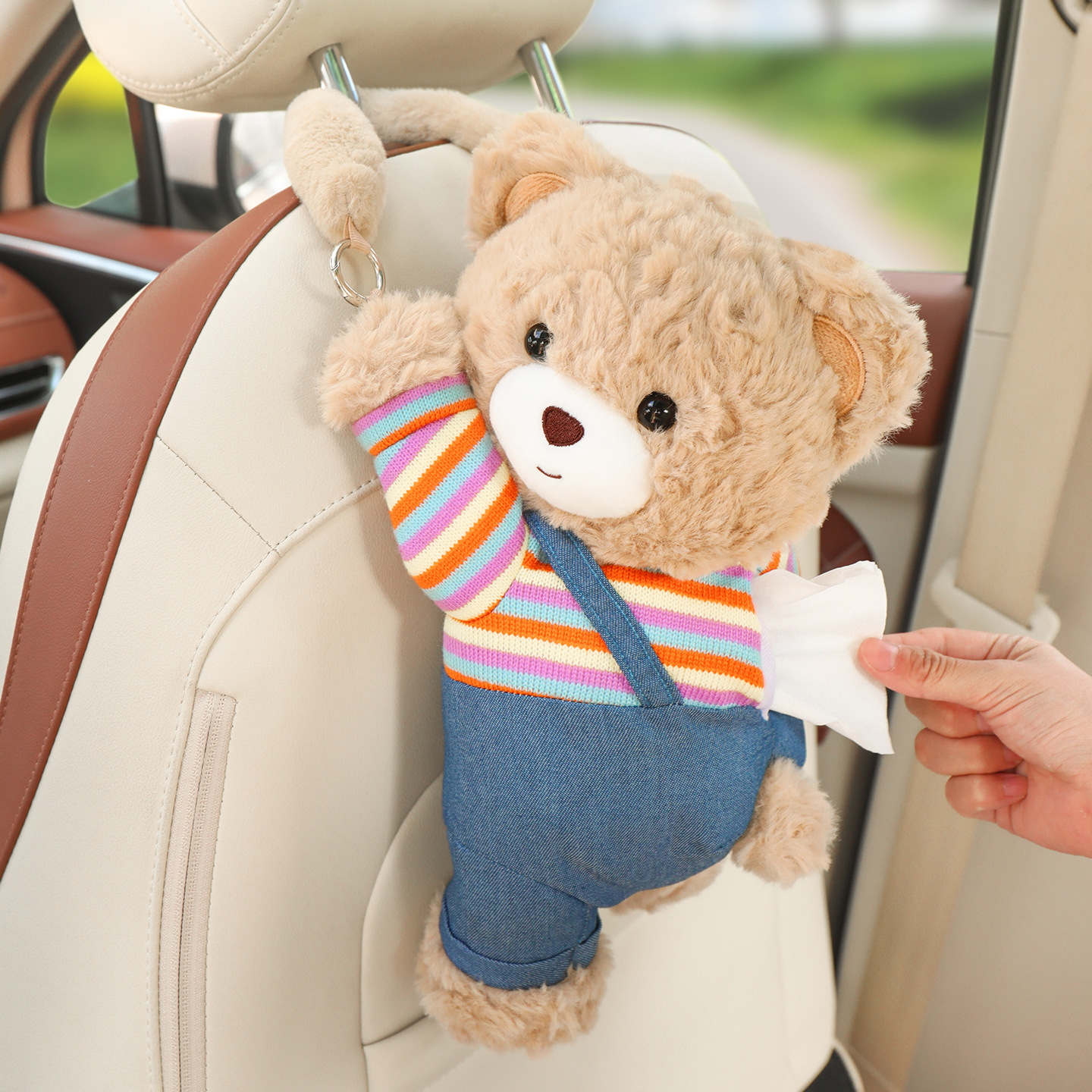 Car Tissue Box Hanging Car Tissue Box Bear Creative Cute Car Practical Doll Tissue Bag Hanging Bag