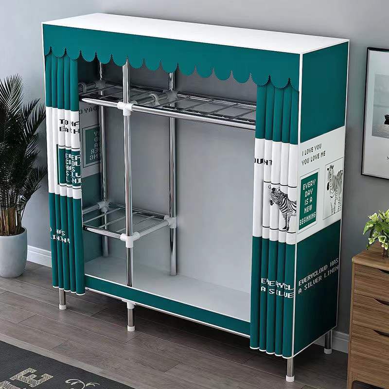 Простой текстильный шкаф для аренды, стальной трубчатый каркас, прочный, для домашнего использования, многоуровневое хранение для спальни