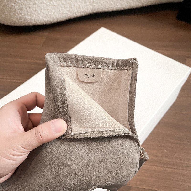 Popular "Big Beautiful" 5.5cm Pointed Toe Stiletto Slim Boots for Women Suede Soft Sole Comfortable High Heel Short Boots Fashion