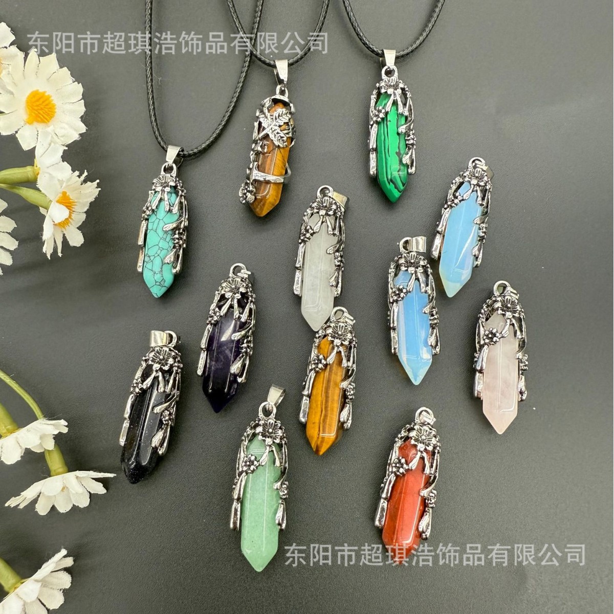 Подвеска-непальник из натурального камня в виде шестигранной колонны с лепестками, популярные аксессуары для DIY, прямая продажа, стиль Ins