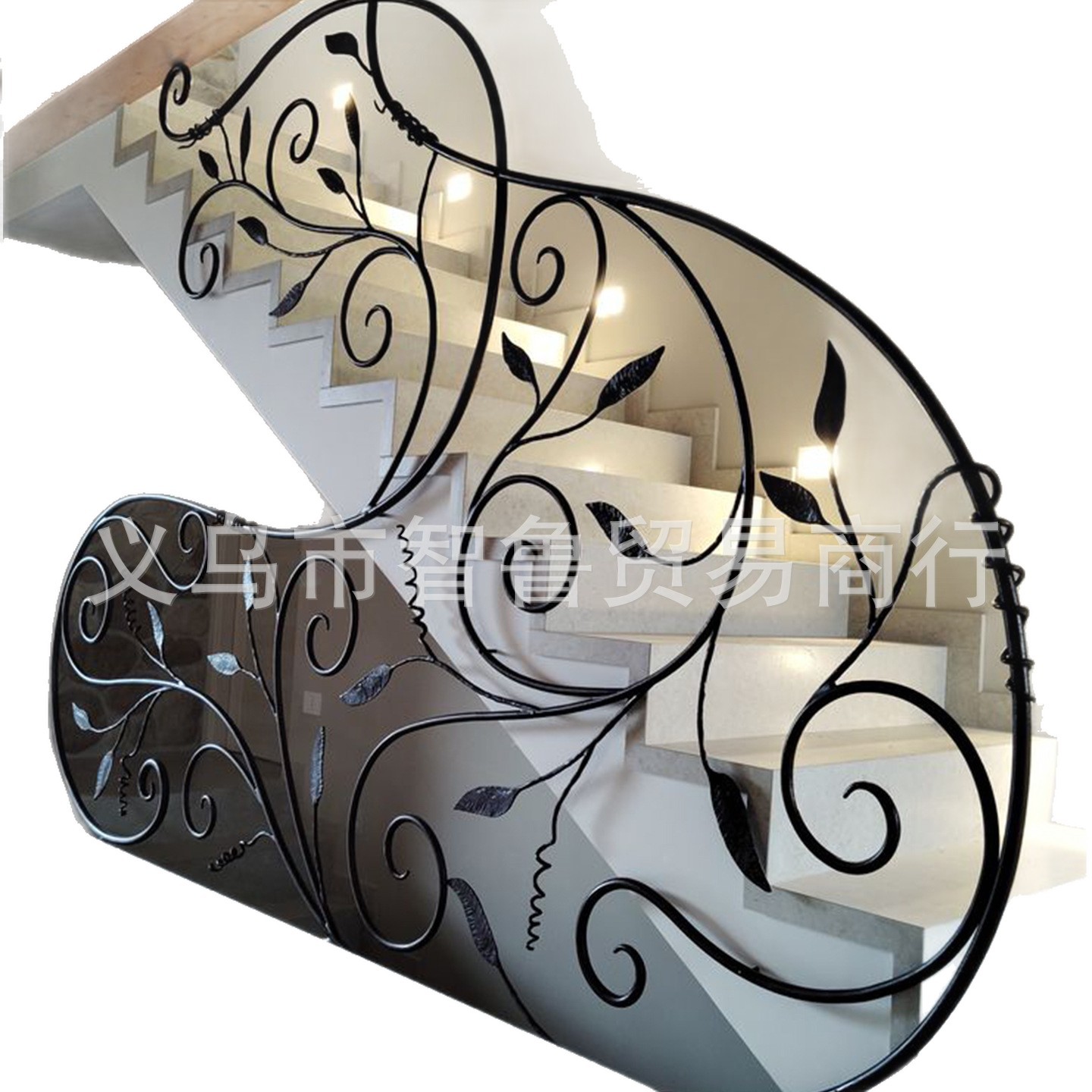 Wrought Iron Stair Guardrails, Wrought Iron Protective Stairs for Villas, Factory Direct Supply Guardrails