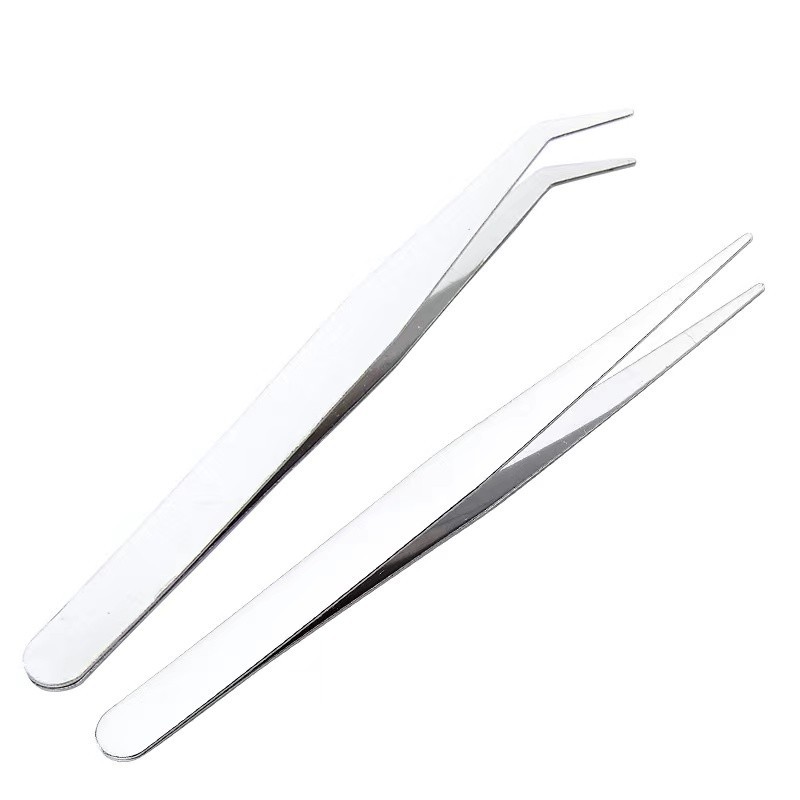 Bend straight stainless steel precision tweezers elbow pointed diy hand account tool clip eyelash nail tweezers