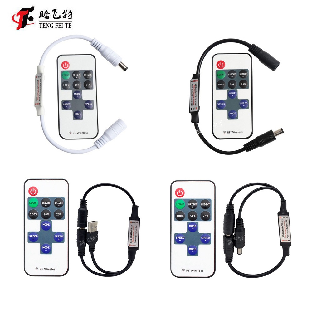 RF11 ключевой монохромный контроллер монохромной ленты DC светодиодная лента 5-24V декоративная подсветка RF пульт управления
