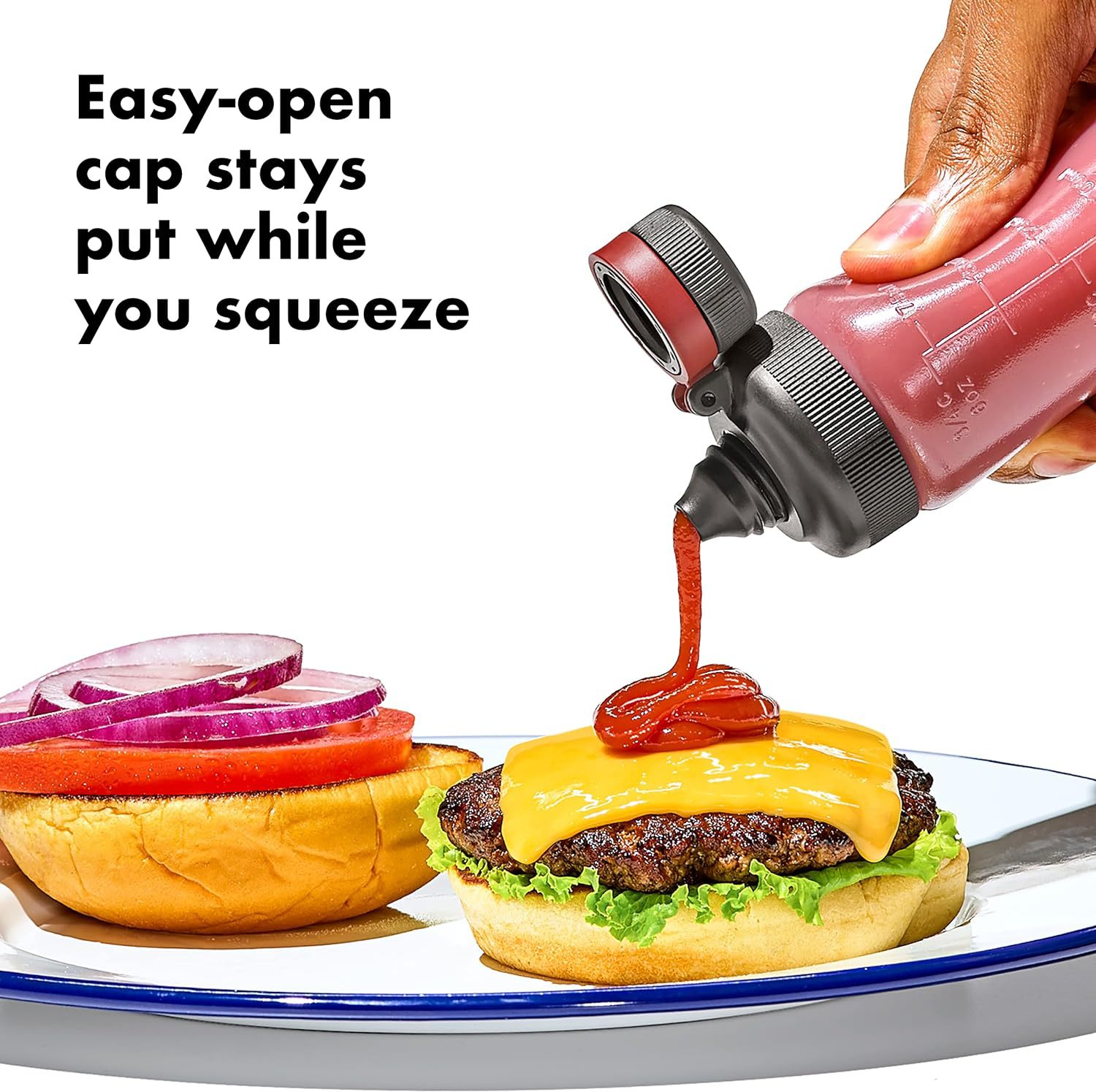 Cross-Border New Kitchen Supplies Seasoning Bottle Salad Dressing Push-Type Squeeze Bottle Plastic Squeeze Bottle Kitchen Seasoning Bottle