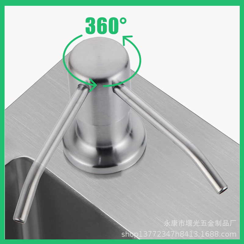 Stainless Steel Black Steel Head Soap Dispenser Push-Type Sink Dishwashing Liquid Pump Head with Extension Tube Soap Dispenser Wholesale