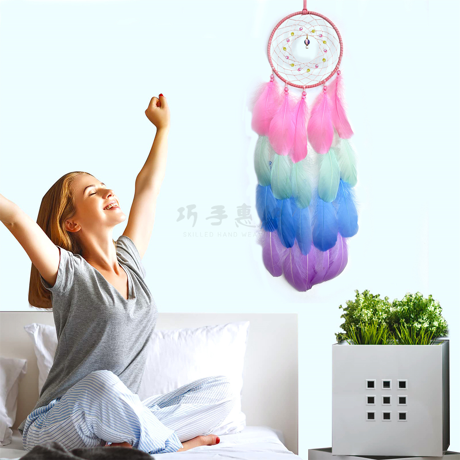 Retro Forest Dream Catcher Scandinavian Style Creative Home Decoration Pendant Indian Ins Style Kidsren's Room Decoration
