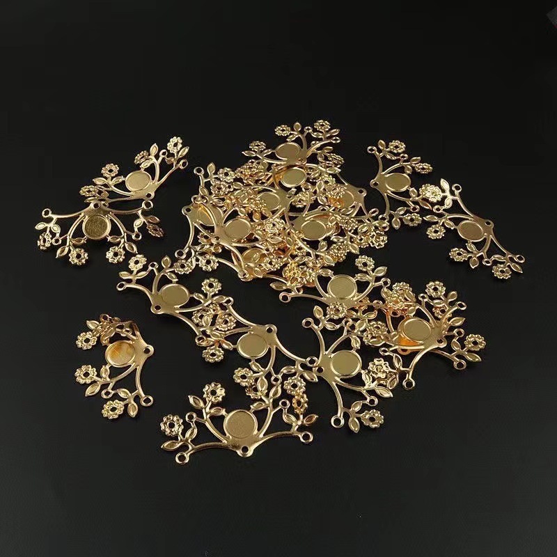 Flower Branch Metal Flower Piece DIY Jewelry Accessories Ancient Style Flower Piece Flower Holder Hair Accessories Hairpin Bow Fan Material Accessories