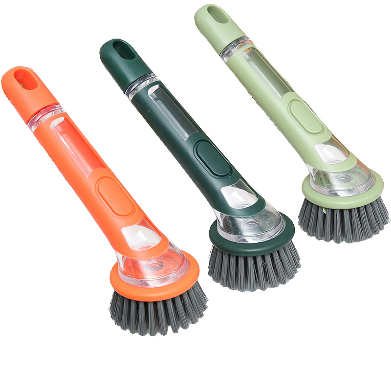 New Multi-Function Long-Handled Liquid-Added Pot-Washing Brush, Household Non-Stick Oil Press Pot Brush, Automatic Liquid-Discharging Pot Brush That Does Not Dirty Your Hands