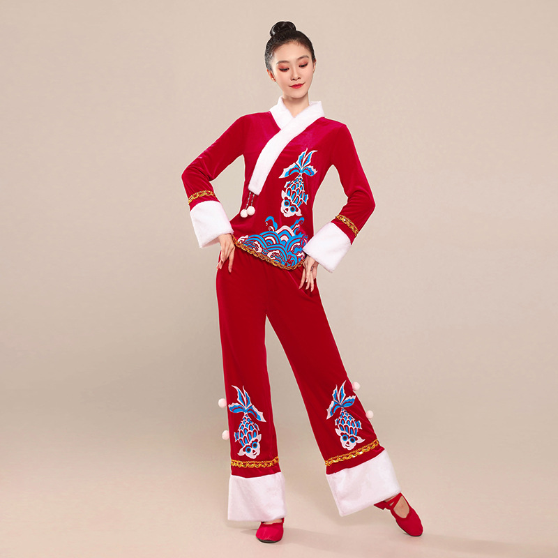 New Festive Yangko Clothing suit National Dance New Year New Year's Day Table Performance Clothing Fan Dance Square Dance Clothing