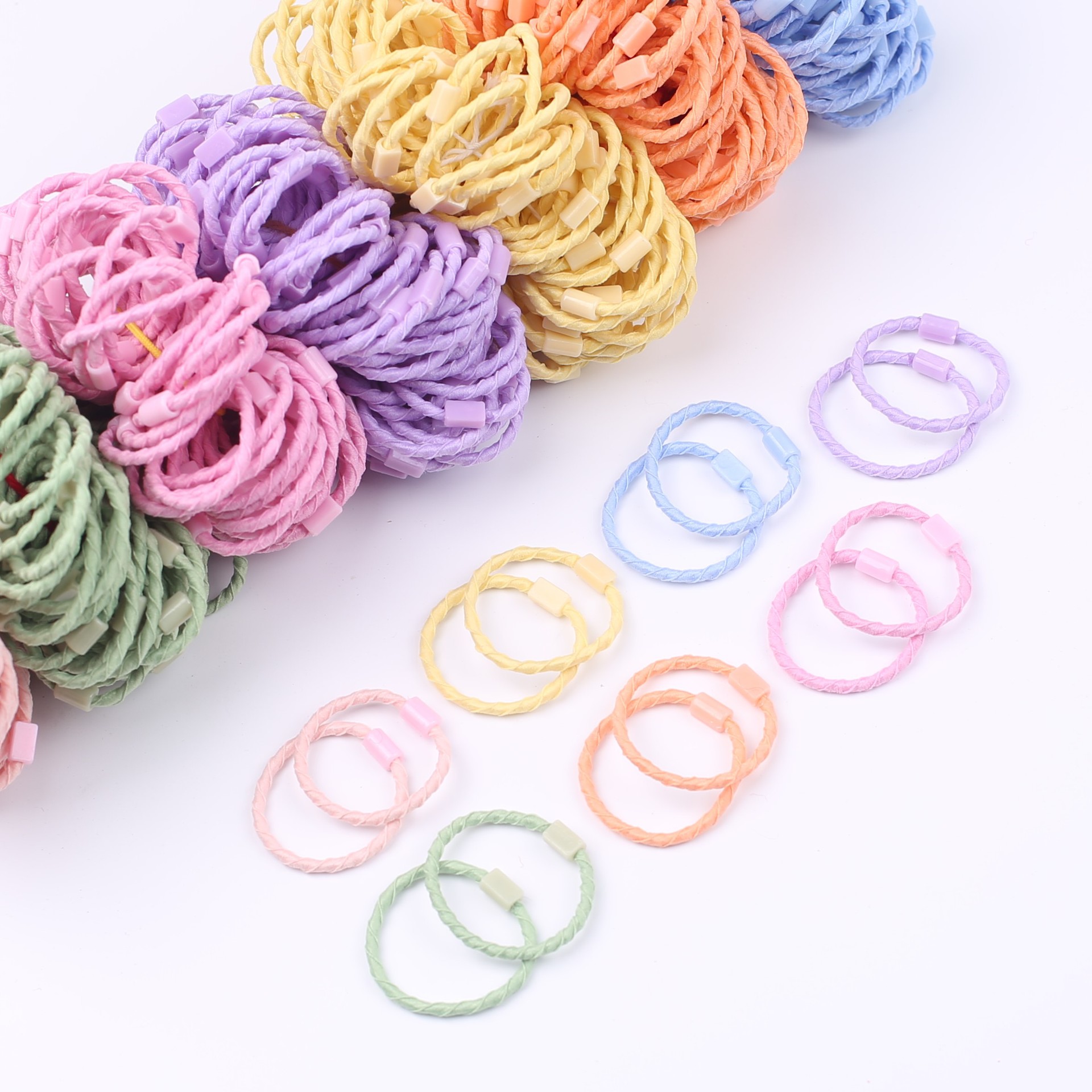 Candy color children's rubber band baby hair ring flat buckle DIY sticky accessories big children's headdress does not hurt the hair rope wholesale