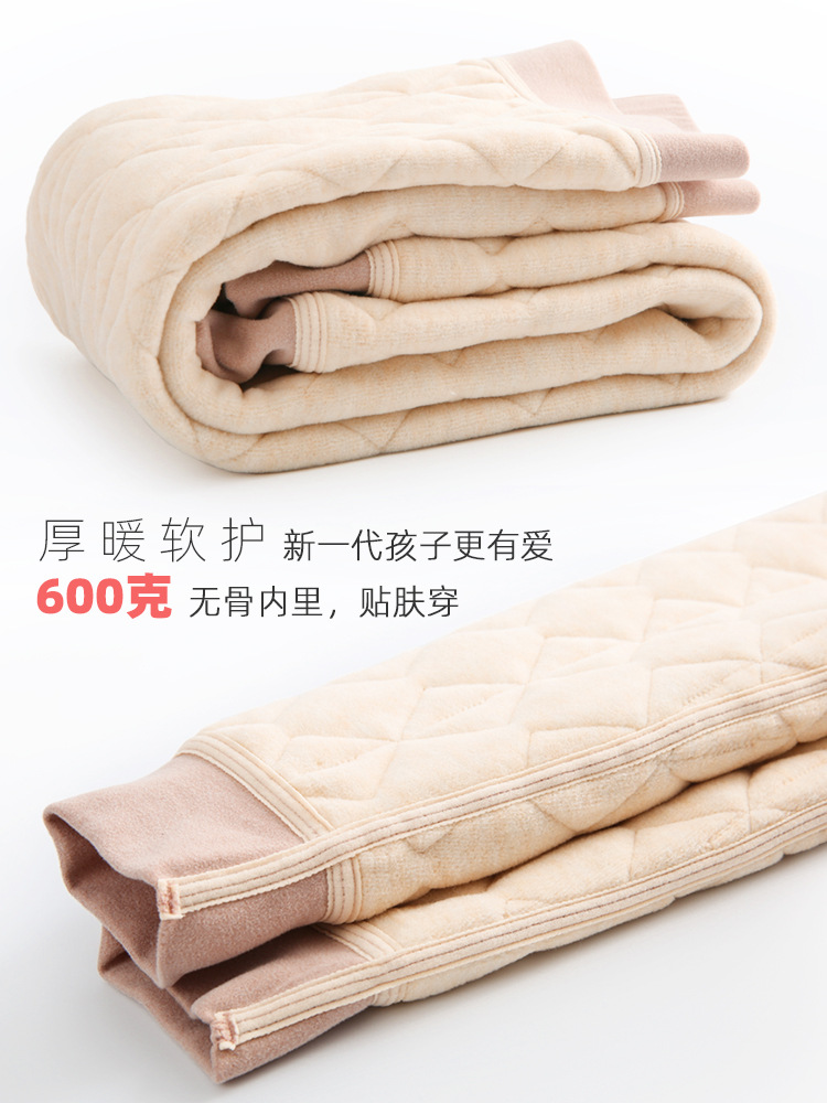 New Kidsren's Wool Fleece-Lined Thickeneded Boys' Cotton Pants Winter Girls' Inner Wear School Uniform Artifact Leggings Warm Pants