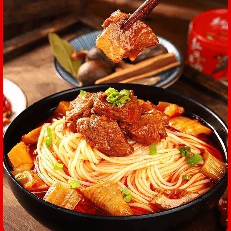 Canned Braised Beef Ready-To-Eat Cooked Canned Meat for Meals, Outdoor Convenient Instant Canned Portable