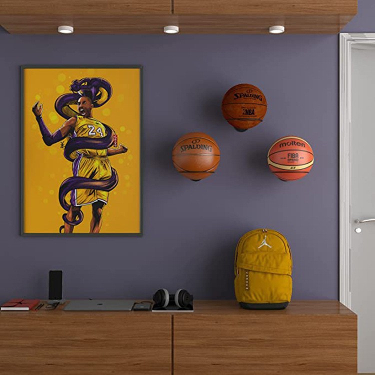 Temu Wall-Mounted Basketball Rack Iron Art Basketball Football Rack Multi-Purpose Ball Display Shelf Storage Rack Display Rack