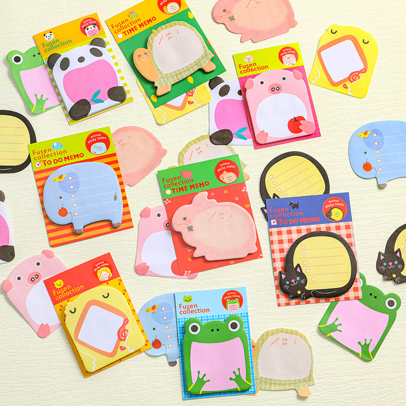 Korean Stationery Animal-Shaped Sticky Notes Cute Creative Note Pad Cartoon N Times Stickers Student Gift Notes