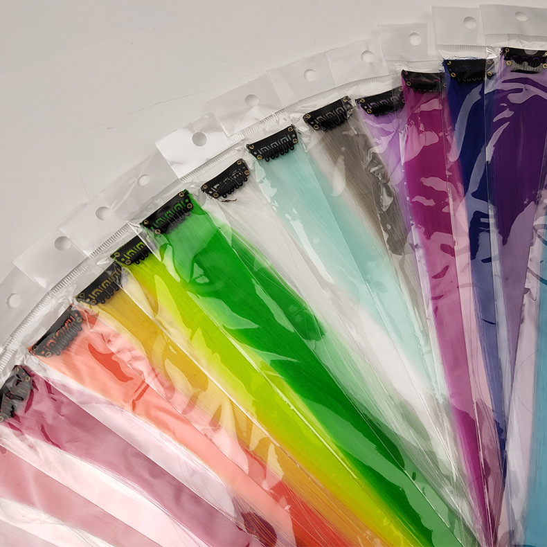 Colored Hair Piece Wig Piece Hair Extension Ear Hanging Hair Dye Piece Artificial Hair Bleached Wig Female High Temperature Silk Curly Hair Straight Hair Piece