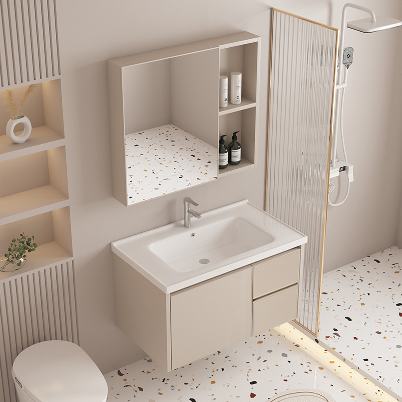 Комбинированный шкаф для ванной из алюминия с сотами, встроенная керамическая раковина, умывальник для балкона, маленькая квартира