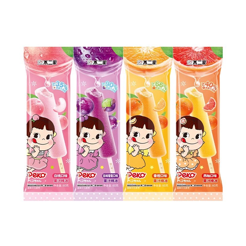 [New Product] Fujiya Ice Cream Kyoho Grape Orange Flavor Popsicle White Peach Grapefruit Ice Cream Cold Drink