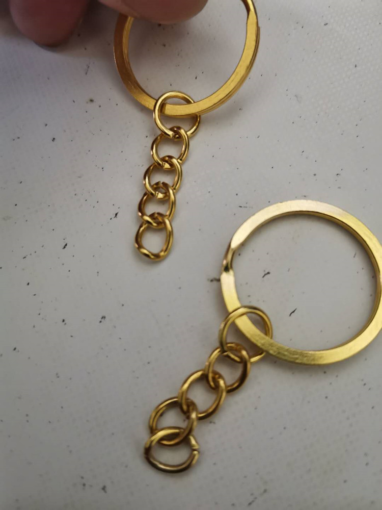 Key ring flat ring with chain imitation gold 1.8*25mm flat ring key ring with 4 chain