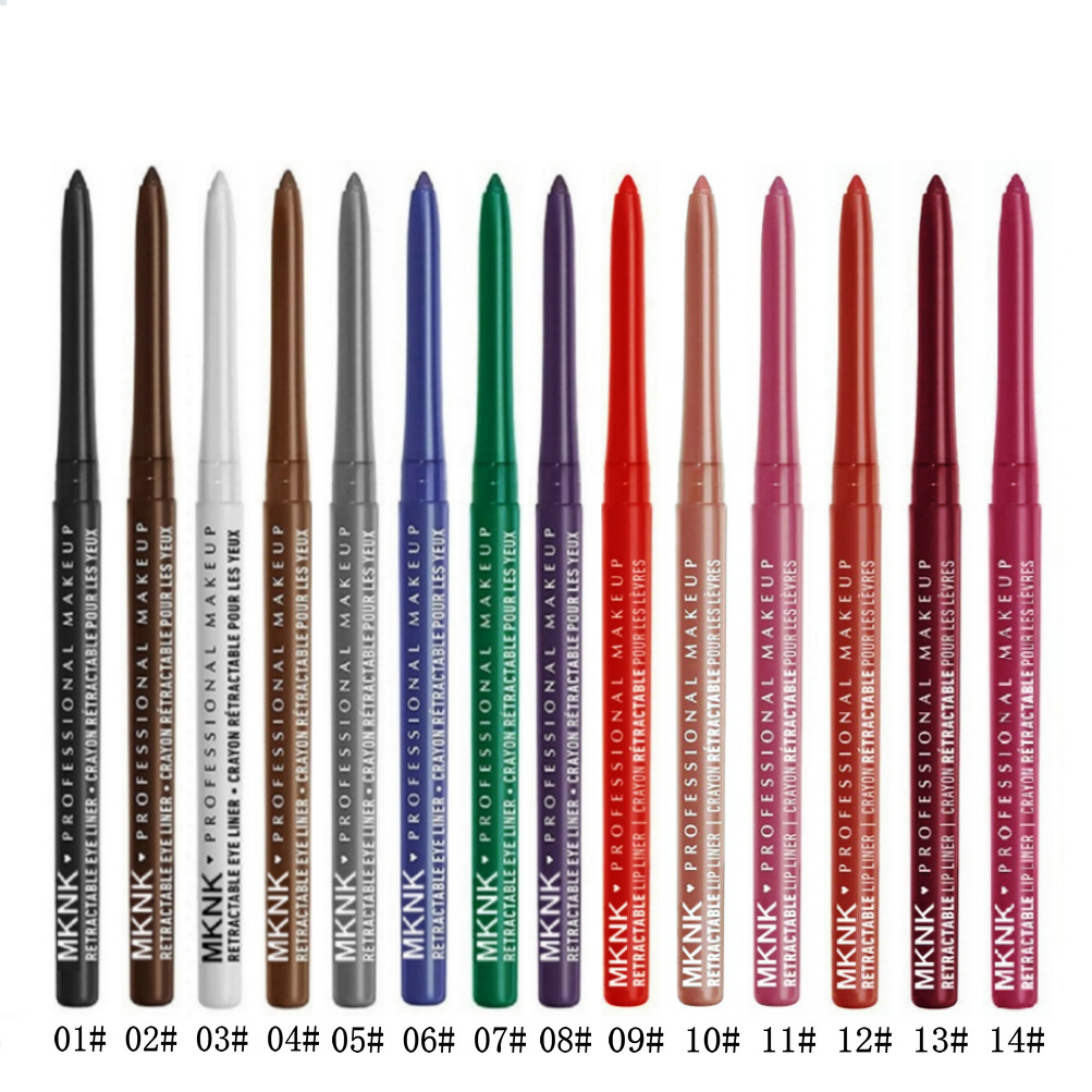 Cross-Border Hot-Selling Mknk Cross-Border Cos Colorful Easy-To-Color Automatic Rotating Eyeliner Gel Pen Eyeliner & Lip Liner