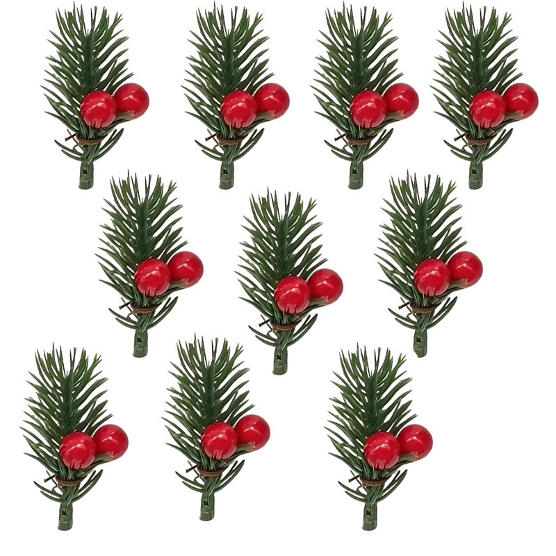 Cross-Border Amazon Hot Selling Artificial Bouquet Christmas Wreath Door Hanging Material Silver Fruit Cuttings Mini Pine Needles Berries