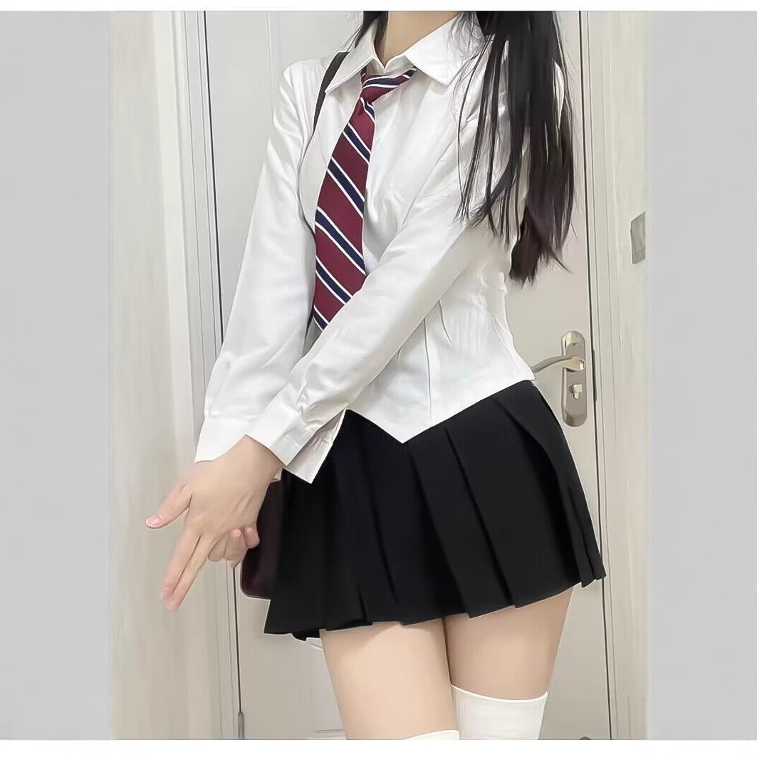 White Shirt Set with a Waist-Cinching and Bust-Enhancing Design, Japanese Jk Style, Pure Desire Style, Sexy and Slim-Fit for Girls