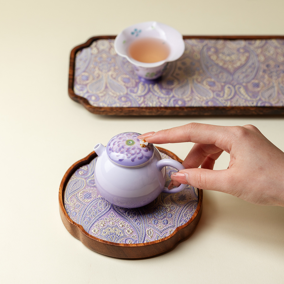 Walnut Wood Dry Tea Tray for Home Use, Chinese-Style Tea Set, Small Solid Wood Tea Tray, Tea Holder, Pot Holder, Dry Tea Tray