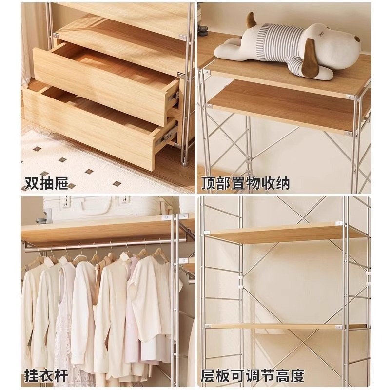 Clothes Hanger Bedroom Floor Japanese Style Coat Rack Clothes Storage Rack Walk-in Closet Shelf Open Wardrobe