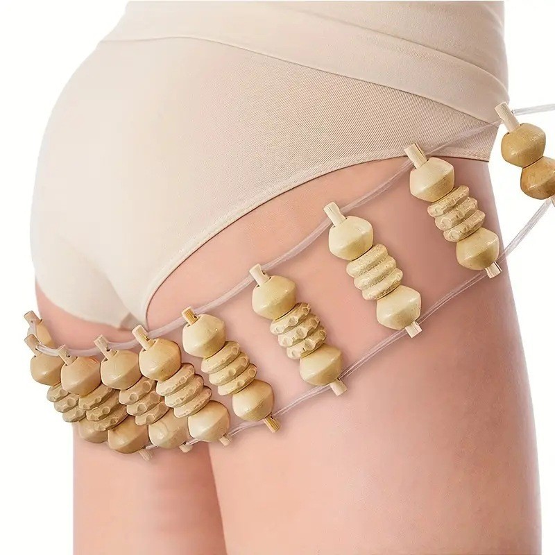 Household Back Strip Massager Wooden Massager Back Pull Artifact Openable Back Roller Massage Fitness Tool