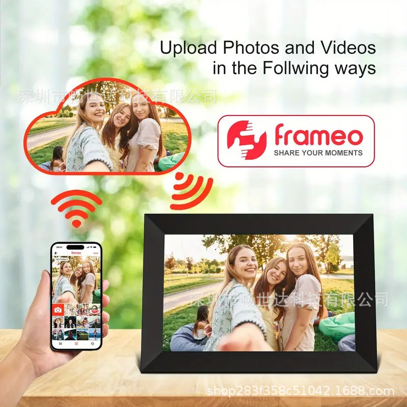 10.1inch Frameo Mobile App Interactive Touch Ips Digital Photo Album Wifi Smart Cloud Photo Frame Cross-Border Hot Selling