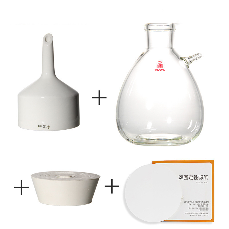 Buchner Funnel with Upper Mouth Suction Filter Bottle, Buchner Funnel Holder, Qualitative Filter Paper, Medium-Speed Suction Filter Bottle Set, Vacuum Upper Mouth Sleeve