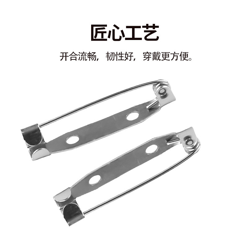 3 Hole Stainless Metal Copper Button Needle Simple Needle DIY Brooch Corsage Buckle Safety Insurance Pin Simple Button Needle Customization