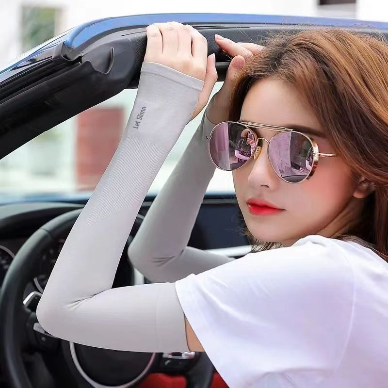 Мужские и женские ледяные рукава, рукава для защиты от солнца, прохладные и тонкие, удлиненные рукава из ледяного шелка, защитники рук для вождения, рукава для защиты от солнца