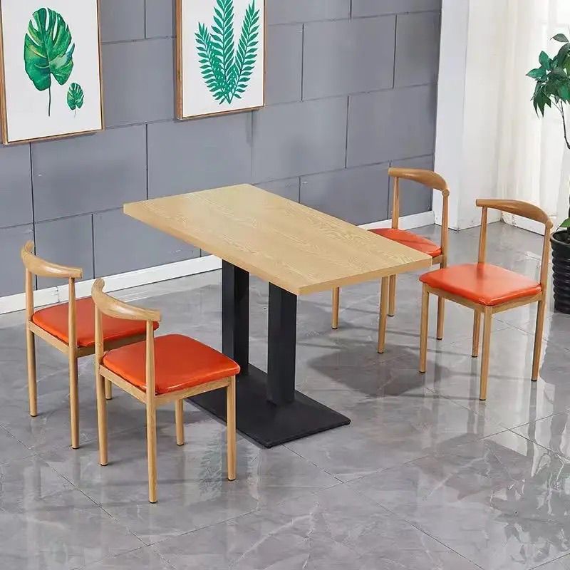 Fast Food Table and Chair Set Combination for Restaurants, Snack Bars, Catering, Commercial Tables, Milk Tea Shops, Slate Small Rectangular Tables