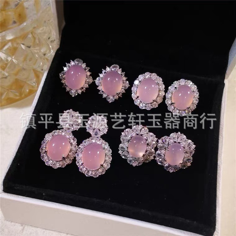 Серьги Guofeng Luxury Vintage с инкрустацией из 925 пробы, покрытые платиной, с зеленой яичной поверхностью, из халцедона и агата, женские, в наличии