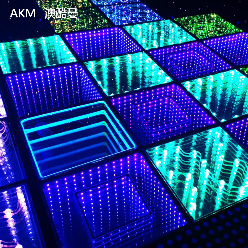 Светодиодное зеркало 3D бездонного плиточного светильника для пола KTV сцены кинотеатра настраиваемое полноцветное светящееся внешнее управление индукционным светом для пола