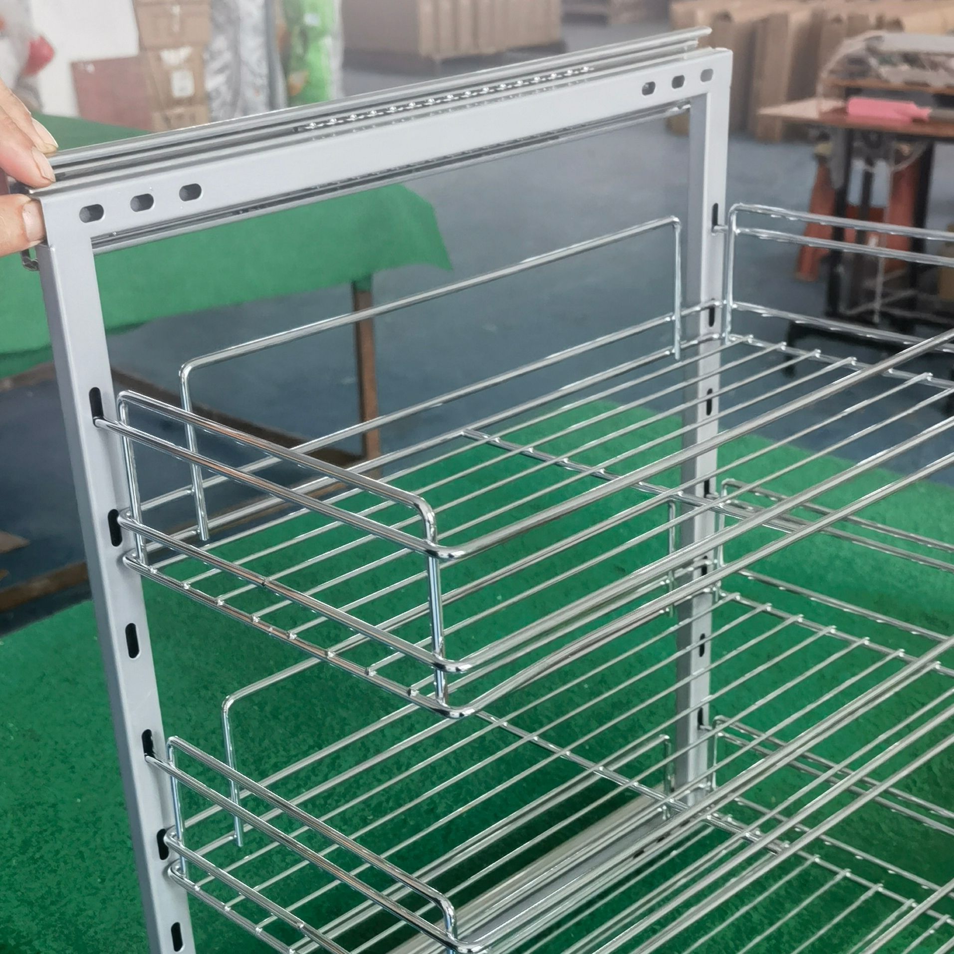 Southeast Asian Cabinet Narrow Pull Basket and Kitchen Side Pull Basket Three-Layer Seasoning Bottle Side Pull Blue Three Layers