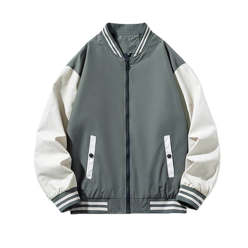 Trendy Baseball Collar Sports Color-Blocking Baseball Jacket Cardigan Custom Class Uniform Workwear Stand Collar Jacket Custom