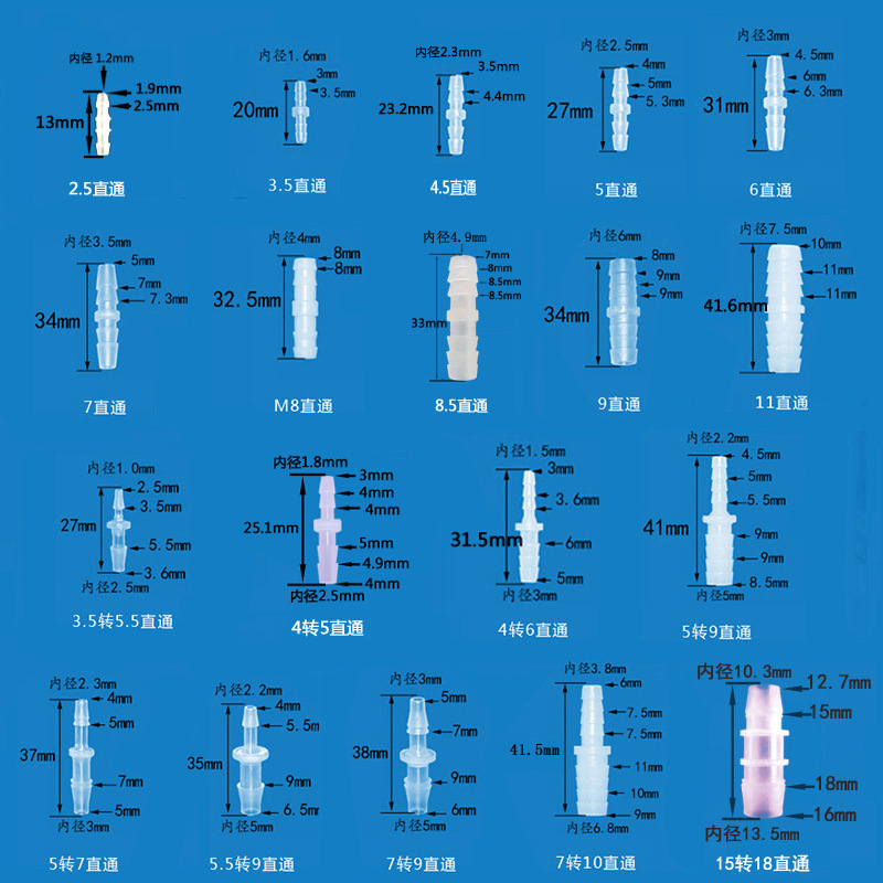 Прямой пластиковый соединитель шланга, тройной равномерный диаметр, угловой соединитель для шланга