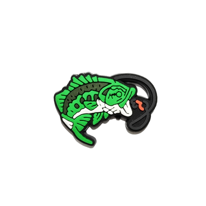 Fishing-Themed Pvc Soft Rubber Clog Shoe Decoration Buckle Cross-Border DIY Cartoon Fish Shoe Charms Shoe Buckle Accessories Trendy Elements