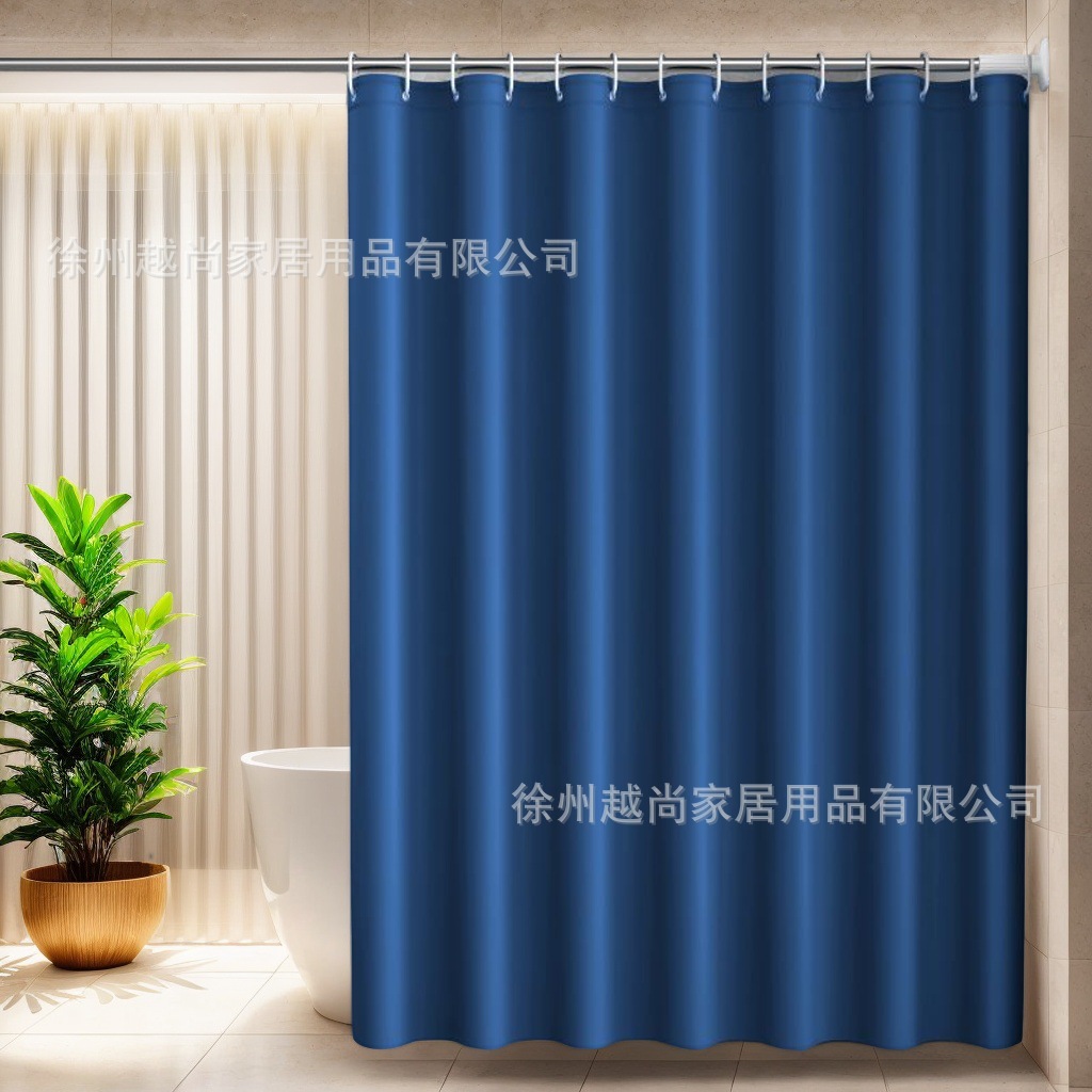 Cross Border Hot Sale Shower Curtain Solid Color PEVA Waterproof Mildew Proof Bathroom Door Curtain Toilet Curtain Telescopic Rod suit Factory