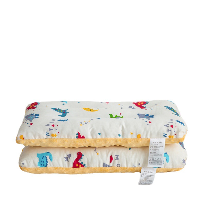 Cotton Bean Pillow Bubble Velvet Cartoon Children's Pillow Core Cotton Kindergarten Nap Neck Protection Pillow AB Double-Sided Comforting Pillow