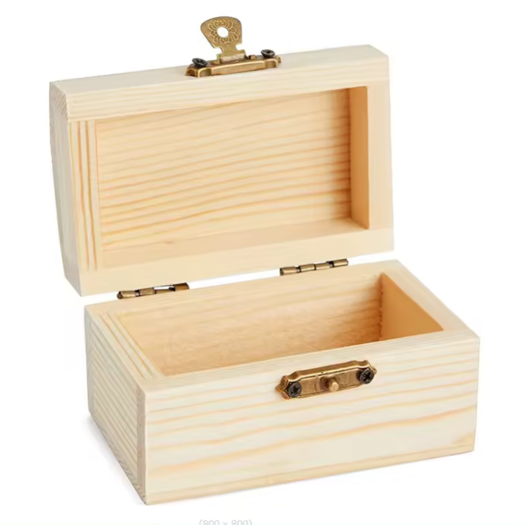 Customized Pine Small Box Jewelry Box Wooden Box Solid Wood Packaging Box Hand-Painted Custom-Made Small Wooden Box Solid Wood