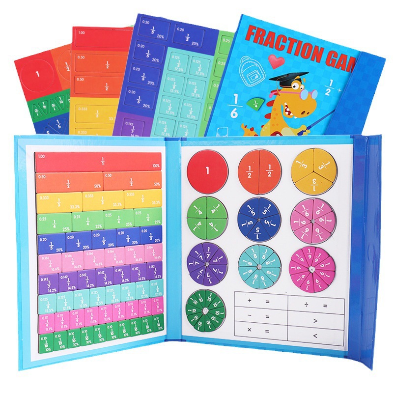 Magnetic fraction disk demonstrator numerator denominator cognitive addition and subtraction third grade primary school mathematics teaching aids toys